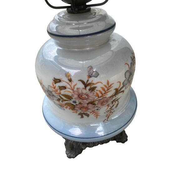 VTG Mid Century Casting Electric hurricane lamp Gone With the Wind 3 way floral - Picture 5 of 13